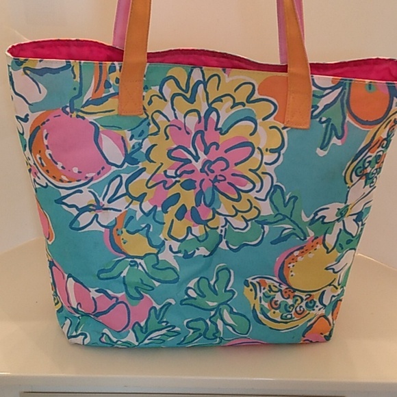 Lilly Pulitzer Tote Bag Estee Lauder Collab Colorful Shopping Purse - Picture 7 of 9